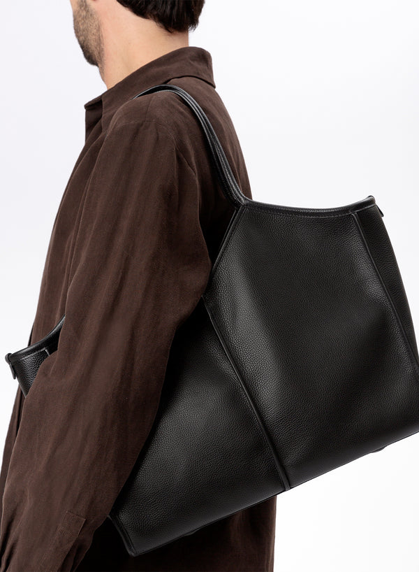 HEREU - Calella Squared Leather Tote, Black - Model