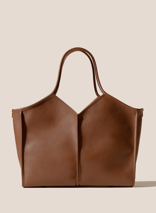 HEREU - Calella Squared Leather Tote, Tan - Front