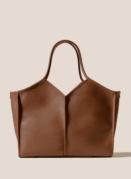HEREU - Calella Squared Leather Tote, Tan - Front