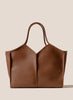 HEREU - Calella Squared Leather Tote, Tan - Front