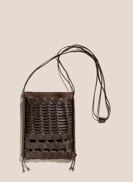 Trena Leather Crossbody Bag, Dark Brown - HEREU