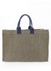 THE STUDIO BAG - Navy Blue Striped Cotton and Jute Tote - back