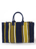 THE CABANA BAG - Navy Blue Striped Cotton and Jute Tote - back