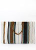 THE BEACH BAG - Coffee Striped Oversized Cotton and Jute Tote - back