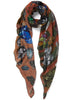 THE COLETTE SQUARE - Multicolour orange printed modal and cashmere scarf - tied