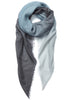 THE WAVE CARRÉ - Blue grey hand painted cashmere dégradé square - tied