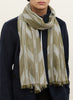 THE ZIG ZAG SCARF - Green and grey two tone pure cashmere woven scarf - model