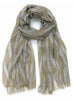 THE ZIG ZAG SCARF - Green and grey two tone pure cashmere woven scarf - tied