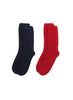 JANECARR - Set Of Two Men’s Ribbed  Cashmere Socks, Red And Navy - Two Pairs