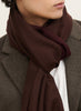 THE DOUBLE - Burgundy and olive green dual weave pure cashmere woven scarf - male model 2