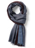 THE DOUBLE - Blue and brown dual weave pure cashmere woven scarf - tied