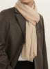 THE DOUBLE - Ecru dual weave pure cashmere woven scarf - model