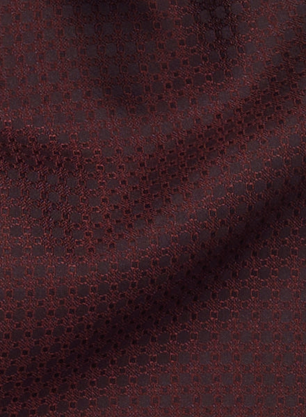 THE CHECK FRINGED SILK SCARF - Burgundy pure silk jacquard scarf - Detail