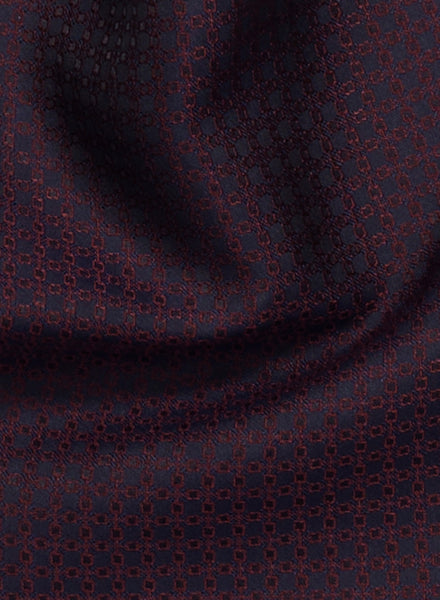 THE CHECK FRINGED SILK SCARF - Navy and burgundy pure silk jacquard scarf - Detail
