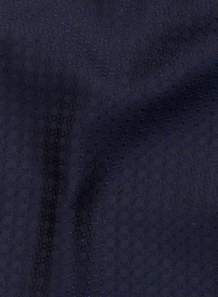 THE CHECK FRINGED SILK SCARF - Navy pure silk jacquard scarf - Detail