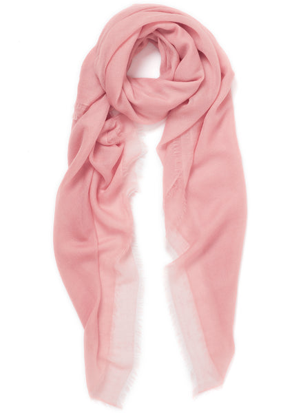 JANECARR - THE SHEER FRAY SQUARE IN FINE CASHMERE, MALLOW - TIED