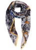 THE TRÉSOR SQUARE - Purple multicolour printed silk voile scarf - tied