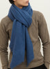 THE LUXE - Denim blue oversized pure cashmere knit wrap - Model 2