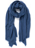 THE LUXE - Denim blue oversized pure cashmere knit wrap - Tied