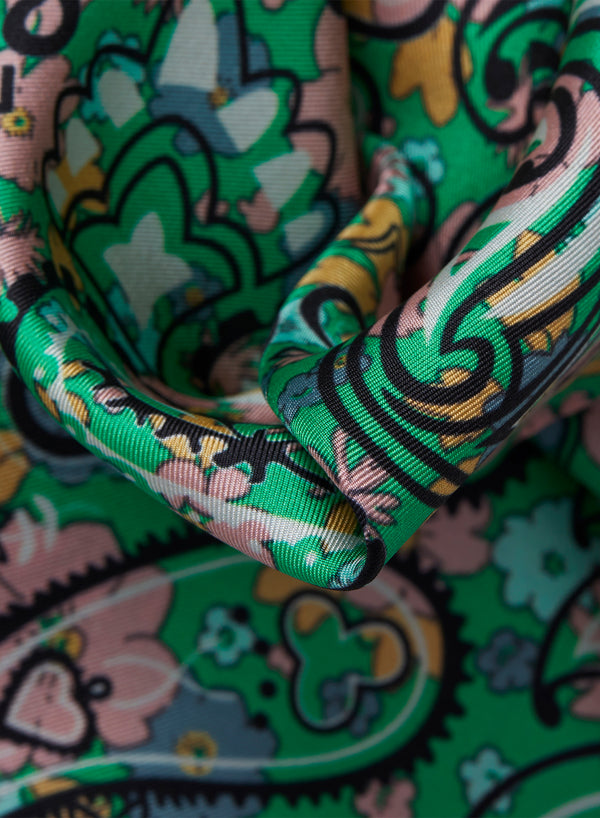 JANECARR 200134B-0224 - The Pixie Petit Foulard - Silk Twill - Col. Pea - Detail