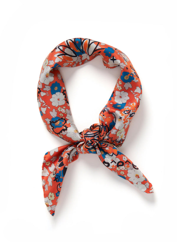JANECARR 200134B-0230 - The Pixie Petit Foulard - Silk Twill - Col. Rosella – Tied