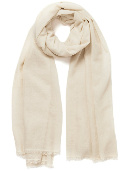 JANE CARR 210361-0817 The Fray Wrap - pure cashmere - Col. Ivory tied