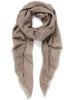 JANE CARR The Sheer Fray Square in Taupe, taupe super fine pure cashmere scarf - tied