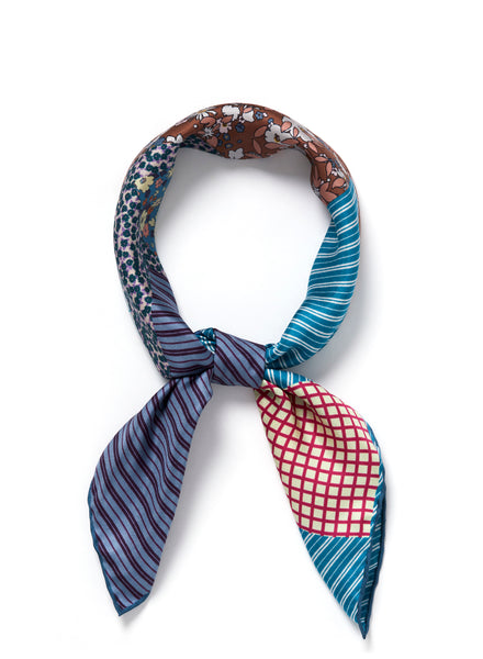 JANE CARR 220134-0233 The Dazzle Petit Foulard - silk twill - Col. Mid Blue - tied 