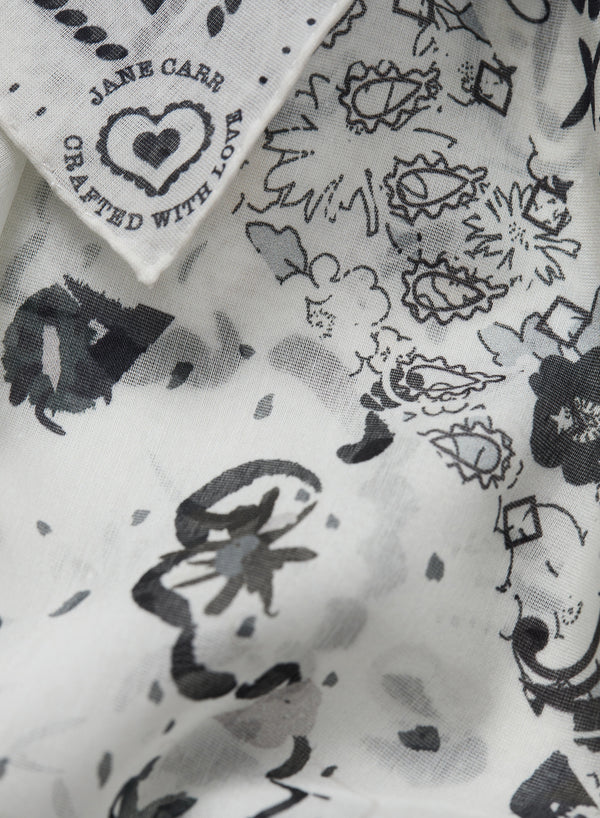 JANE CARR 220146-7009 The Ranch Neckerchief - cotton silk  - Col. Bone - detail