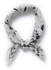 JANE CARR The Ranch Neckerchief in Bone, white printed cotton and silk-blend scarf – tied