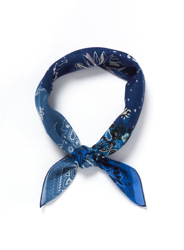 JANE CARR 220146-7033 The Ranch Neckerchief - cotton silk  - Col. Mid Blue - tied