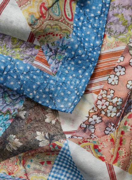 JANE CARR 220146B-7028 The Prairie Neckerchief - cotton silk - Col. Kingfisher - detail