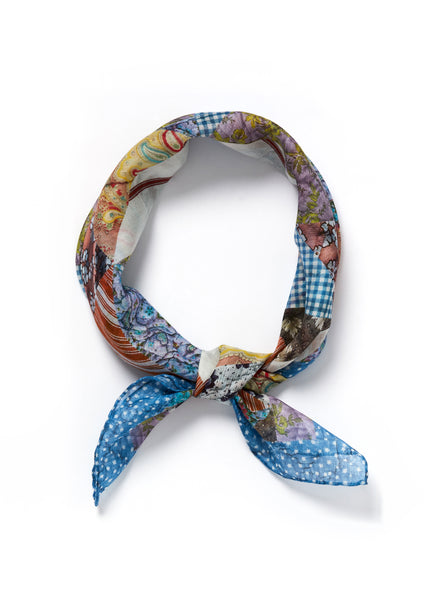 JANE CARR 220146B-7028 The Prairie Neckerchief - cotton silk - Col. Kingfisher - tied 