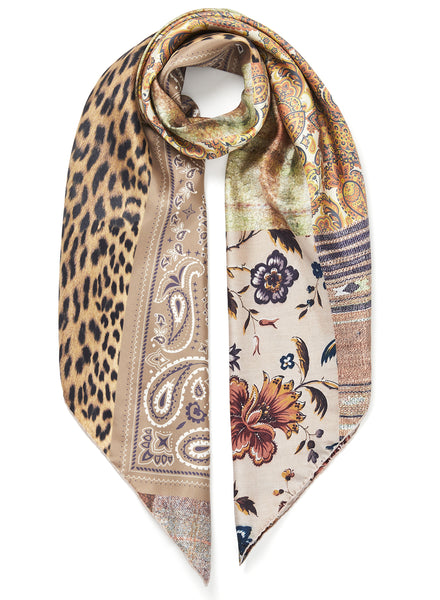 JANE CARR 220304-0203 The Hobo Square - Silk Twill - col. Biscotti - Tied