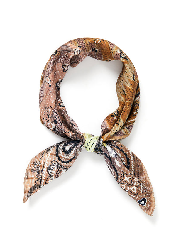 JANE CARR 220334-0228 The Atlas Petit Foulard - Silk Twill - col. Olive - Tied - NEW