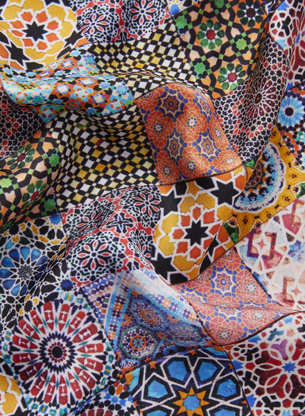 JANE CARR 230102-0212 The Bazaar Foulard - Silk Twill - col. Celeste - Detail