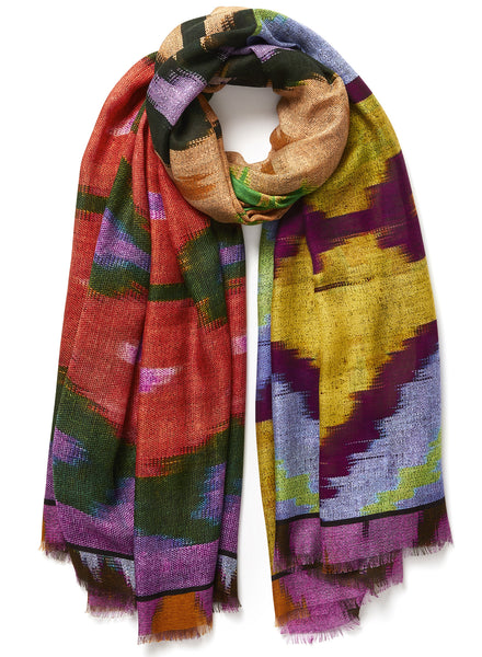 JANE CARR 230111-1121 The Ikat Wrap - Modal - Cashmere - col. Freesia - Tied