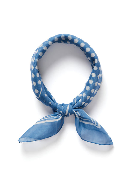 JANE CARR 230146-7015 The Frutti Neckerchief - Cotton - Silk - col. Denim - Tied
