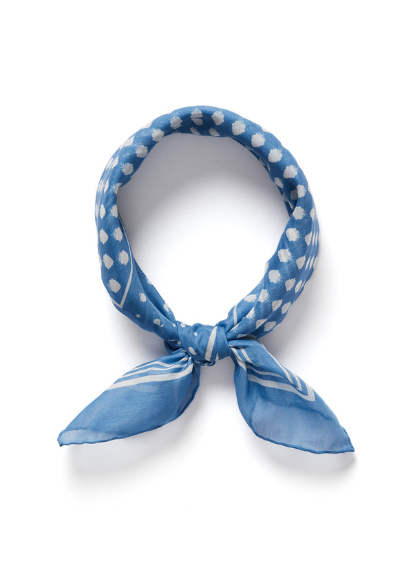 JANE CARR 230146-7015 The Frutti Neckerchief - Cotton - Silk - col. Denim - Tied