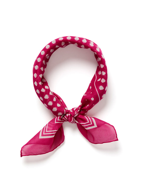 JANE CARR 230146-7017 The Frutti Neckerchief - Cotton - Silk - col. Dragon Fruit - Tied