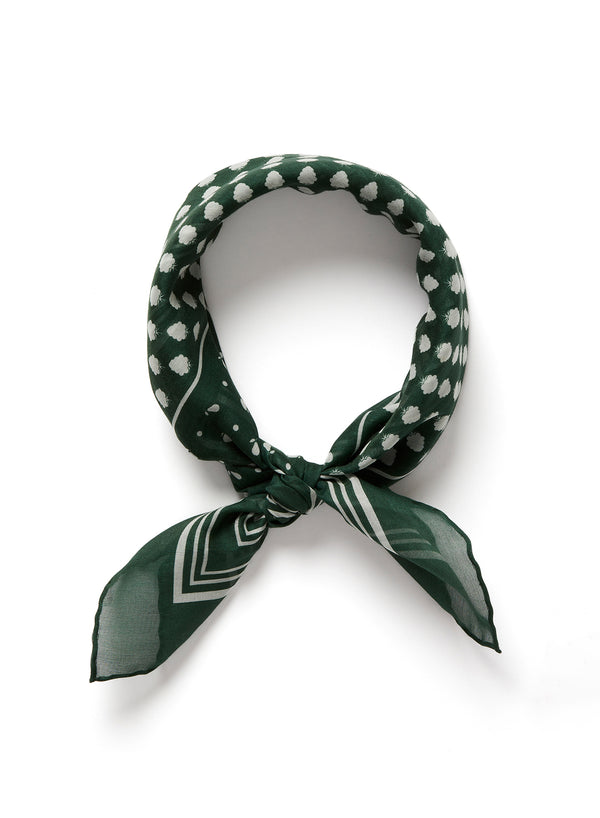 JANE CARR 230146-7027 The Frutti Neckerchief - Cotton - Silk - col. Leaf - Tied