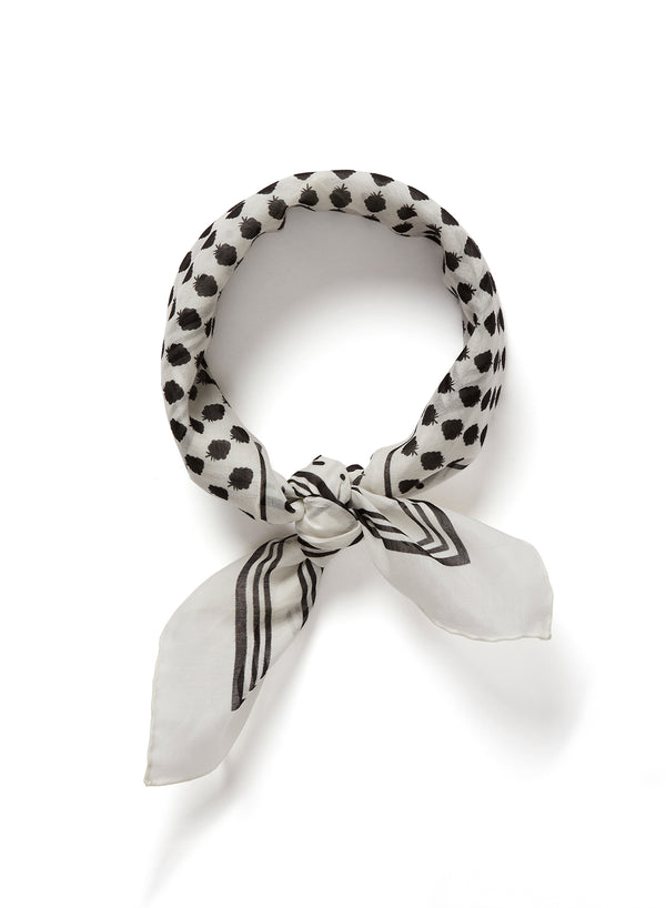 JANE CARR 230146-7047 The Frutti Neckerchief - Cotton - Silk - col. White - Tied