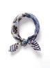 JANE CARR 230146C-0201 The Block Print Neckerchief - Silk Twill - col. Aegean - Tied