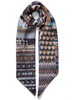 JANE CARR - THE CROCHET SQUARE - Blue multicolour printed silk twill scarf - tied