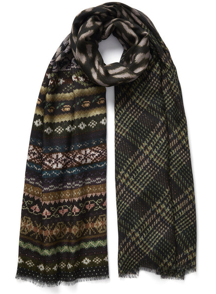 JANE CARR 230311-1104 The Piper Wrap – Modal - Cashmere – col. Artichoke – tied