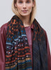 JANE CARR - THE PIPER WRAP - Dark blue and brown multicolour printed modal and cashmere scarf - model 1