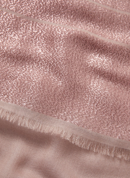 JANE CARR - THE TANGO SCARF - Pink pure cashmere scarf with pink metallic stripes - detail