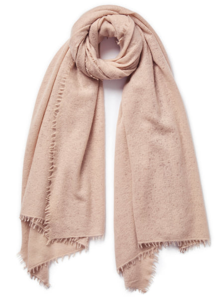 THE LUXE - Pale pink oversized cashmere knit wrap - Tied