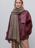 THE LUXE - Dark taupe oversized cashmere knit wrap - Model