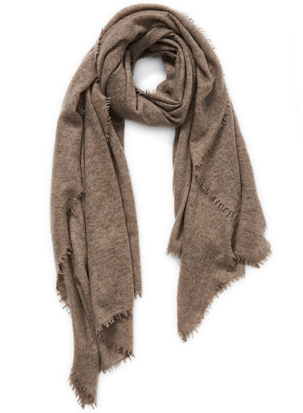 THE LUXE - Dark taupe oversized cashmere knit wrap - Tied